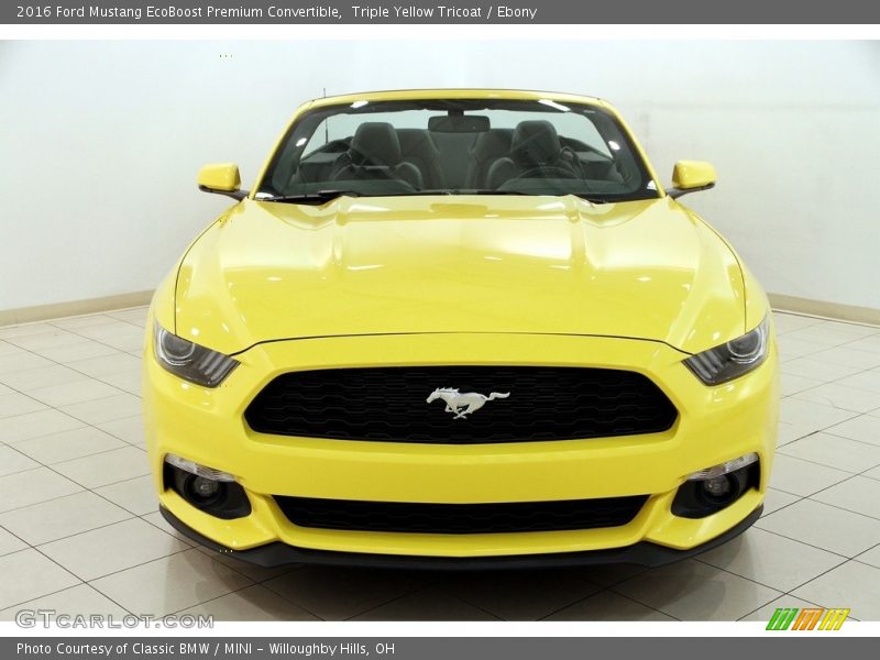 Triple Yellow Tricoat / Ebony 2016 Ford Mustang EcoBoost Premium Convertible