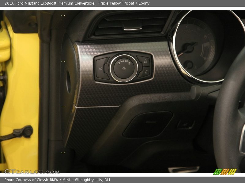 Triple Yellow Tricoat / Ebony 2016 Ford Mustang EcoBoost Premium Convertible