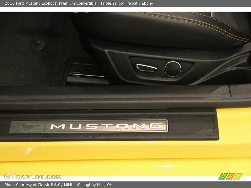 Triple Yellow Tricoat / Ebony 2016 Ford Mustang EcoBoost Premium Convertible