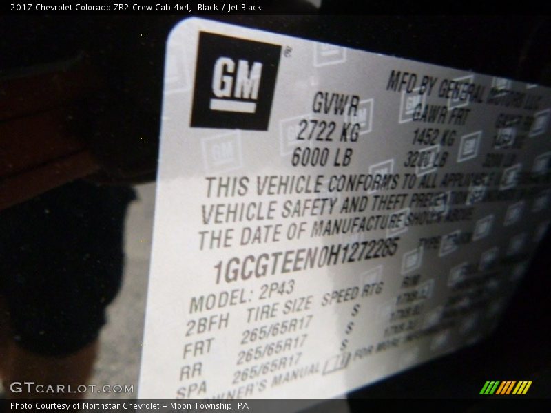 Black / Jet Black 2017 Chevrolet Colorado ZR2 Crew Cab 4x4