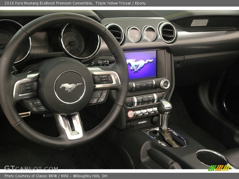 Triple Yellow Tricoat / Ebony 2016 Ford Mustang EcoBoost Premium Convertible