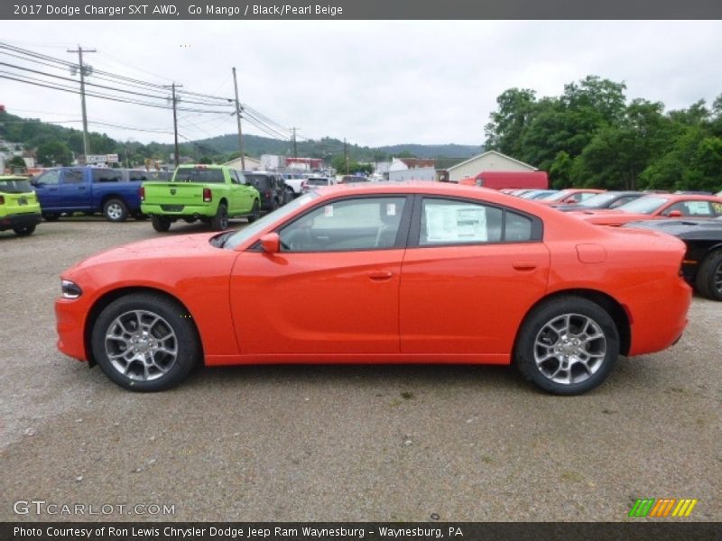 Go Mango / Black/Pearl Beige 2017 Dodge Charger SXT AWD