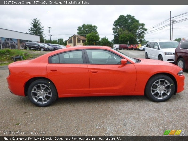 Go Mango / Black/Pearl Beige 2017 Dodge Charger SXT AWD