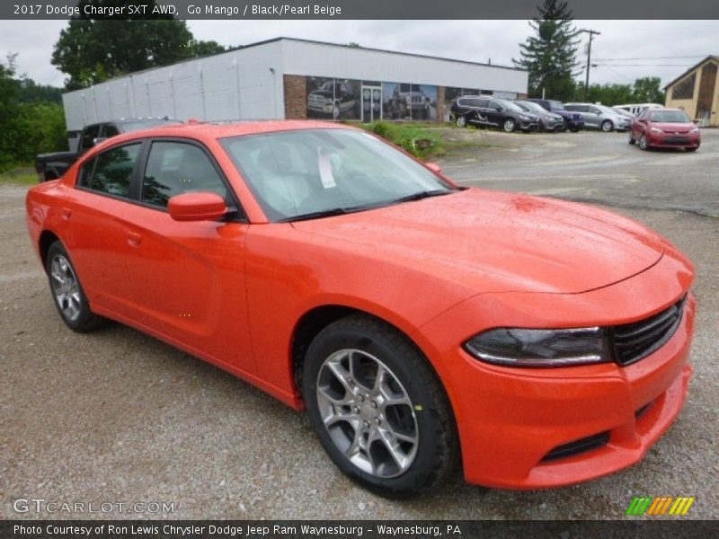 Go Mango / Black/Pearl Beige 2017 Dodge Charger SXT AWD