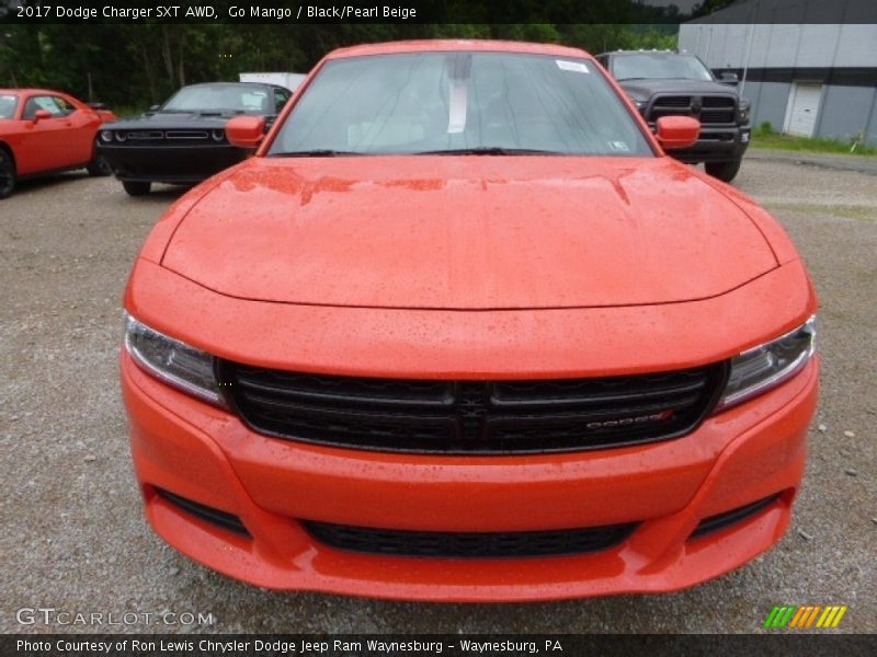 Go Mango / Black/Pearl Beige 2017 Dodge Charger SXT AWD