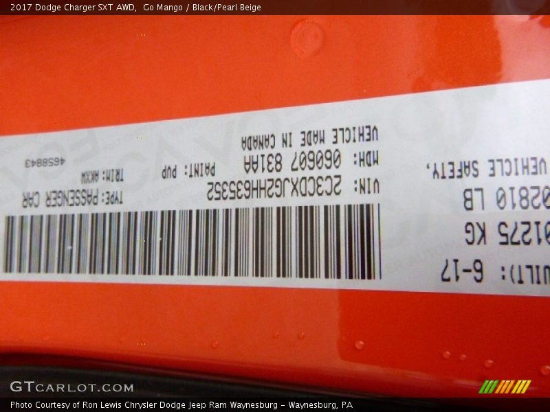 Go Mango / Black/Pearl Beige 2017 Dodge Charger SXT AWD