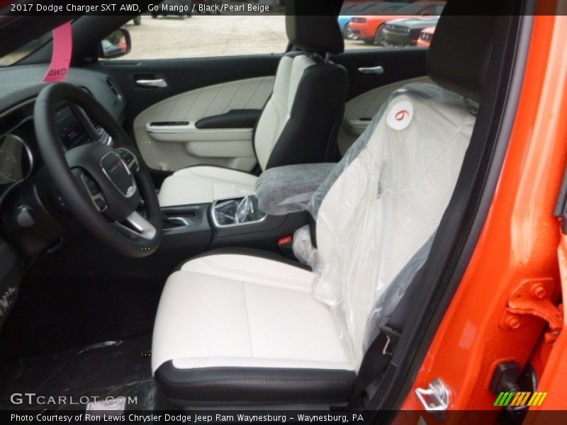 Go Mango / Black/Pearl Beige 2017 Dodge Charger SXT AWD