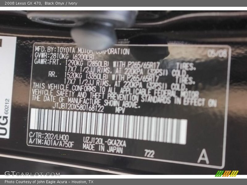 Black Onyx / Ivory 2008 Lexus GX 470