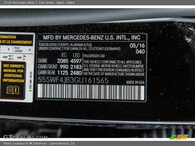 Black / Black 2016 Mercedes-Benz C 300 Sedan