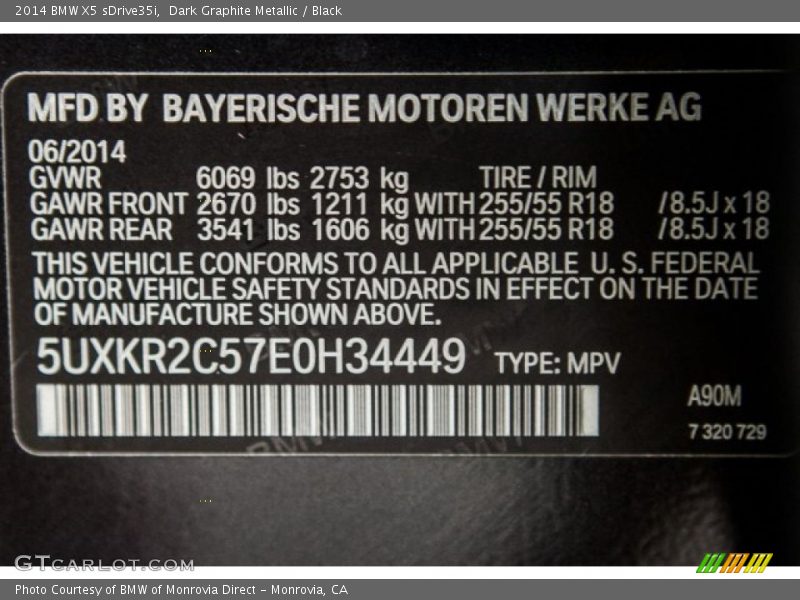 Dark Graphite Metallic / Black 2014 BMW X5 sDrive35i