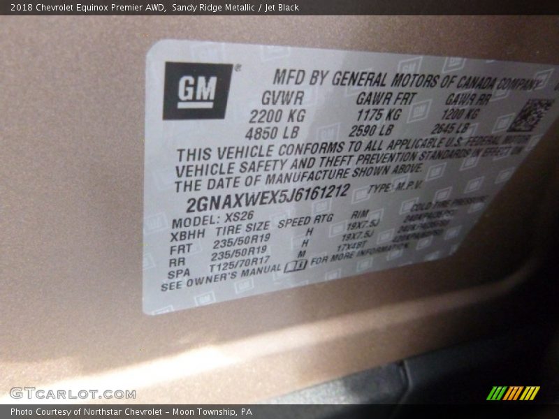 Sandy Ridge Metallic / Jet Black 2018 Chevrolet Equinox Premier AWD