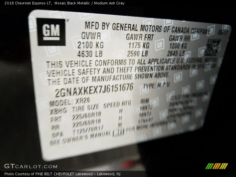 Mosaic Black Metallic / Medium Ash Gray 2018 Chevrolet Equinox LT