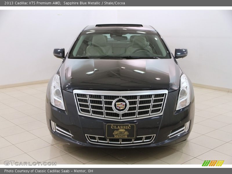 Sapphire Blue Metallic / Shale/Cocoa 2013 Cadillac XTS Premium AWD
