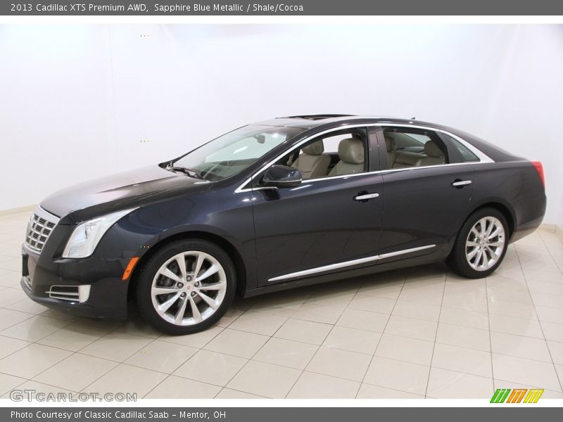 Sapphire Blue Metallic / Shale/Cocoa 2013 Cadillac XTS Premium AWD