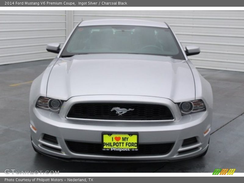 Ingot Silver / Charcoal Black 2014 Ford Mustang V6 Premium Coupe