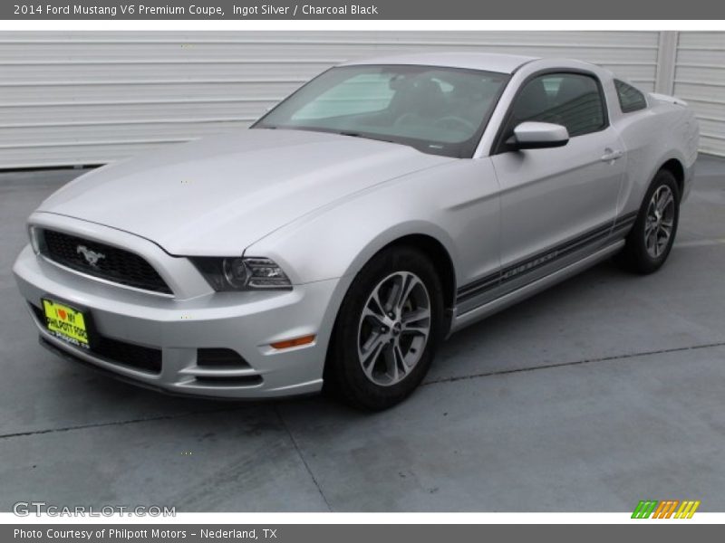 Ingot Silver / Charcoal Black 2014 Ford Mustang V6 Premium Coupe