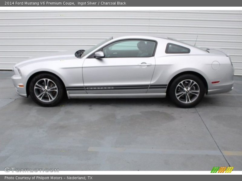 Ingot Silver / Charcoal Black 2014 Ford Mustang V6 Premium Coupe