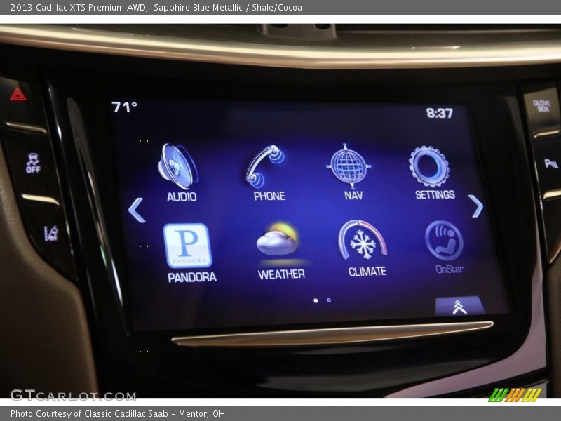 Sapphire Blue Metallic / Shale/Cocoa 2013 Cadillac XTS Premium AWD