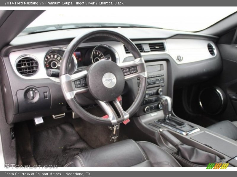 Ingot Silver / Charcoal Black 2014 Ford Mustang V6 Premium Coupe