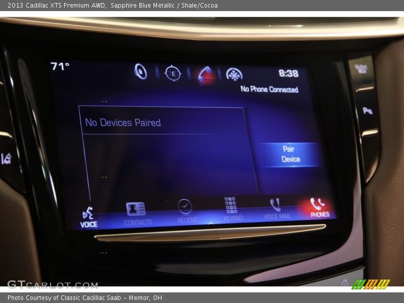 Sapphire Blue Metallic / Shale/Cocoa 2013 Cadillac XTS Premium AWD