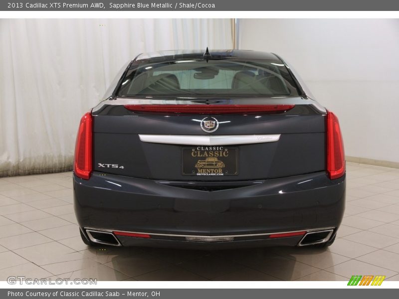 Sapphire Blue Metallic / Shale/Cocoa 2013 Cadillac XTS Premium AWD