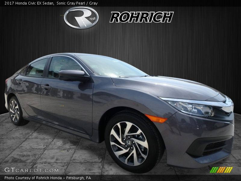 Sonic Gray Pearl / Gray 2017 Honda Civic EX Sedan