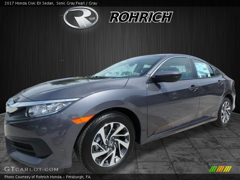 Sonic Gray Pearl / Gray 2017 Honda Civic EX Sedan