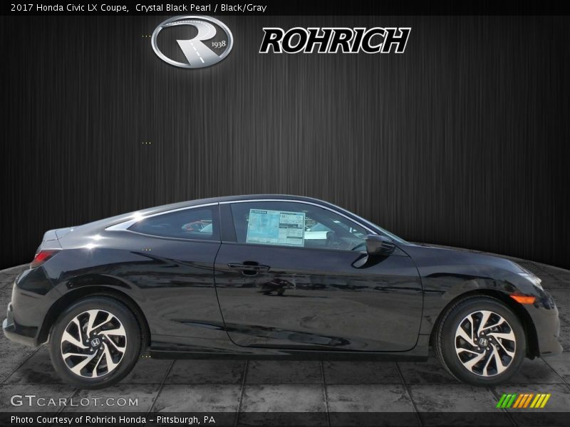 Crystal Black Pearl / Black/Gray 2017 Honda Civic LX Coupe