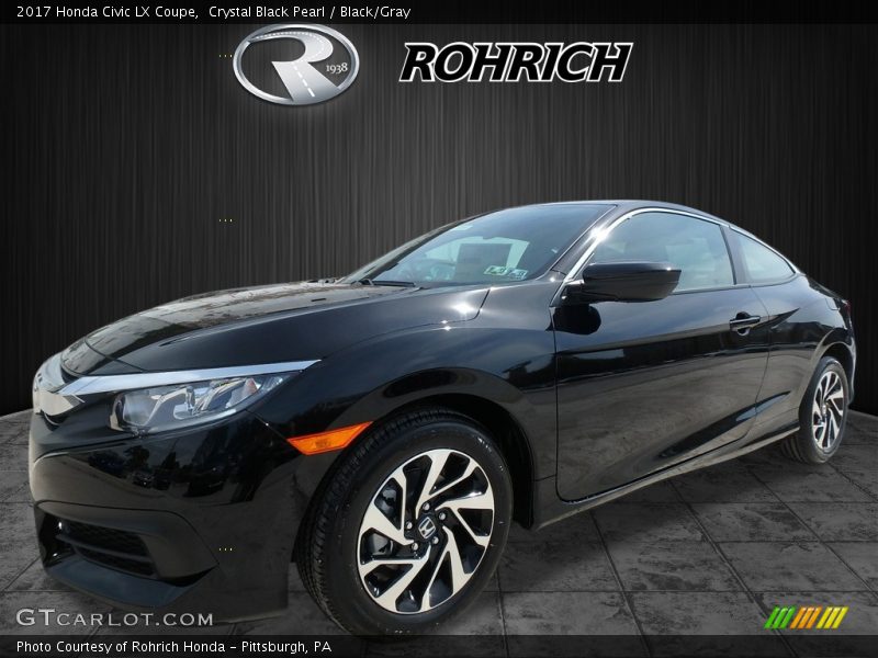 Crystal Black Pearl / Black/Gray 2017 Honda Civic LX Coupe