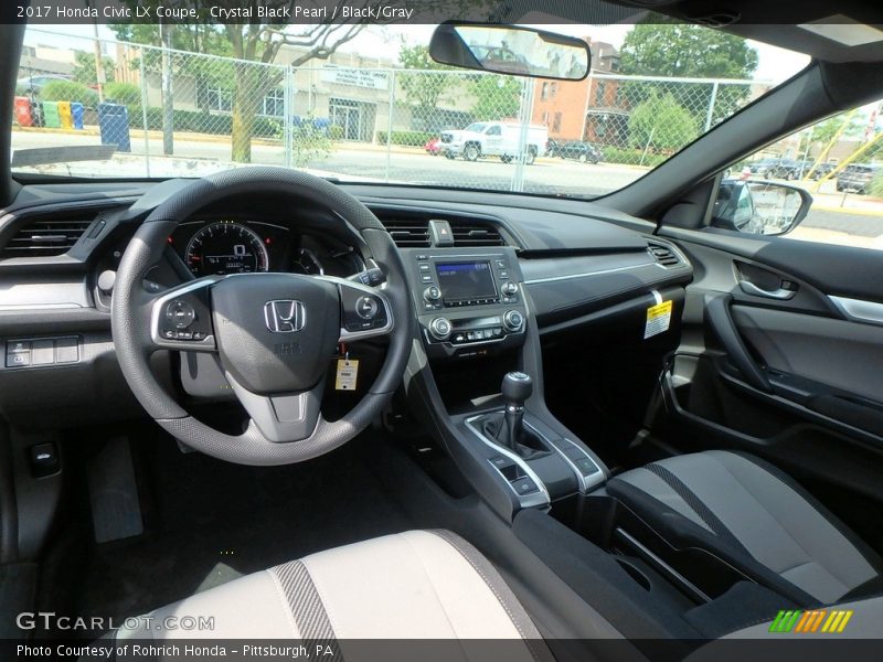 Crystal Black Pearl / Black/Gray 2017 Honda Civic LX Coupe