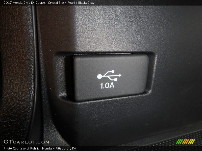 Crystal Black Pearl / Black/Gray 2017 Honda Civic LX Coupe