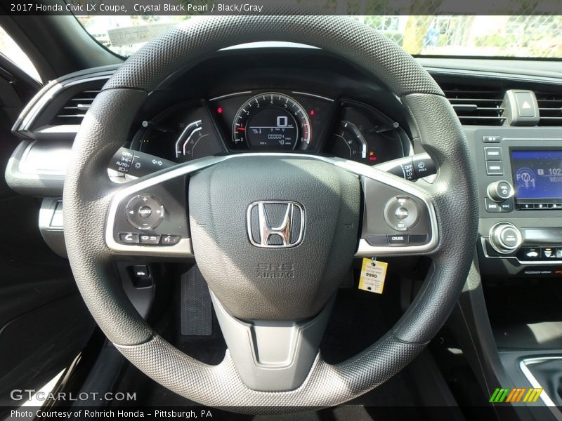 Crystal Black Pearl / Black/Gray 2017 Honda Civic LX Coupe
