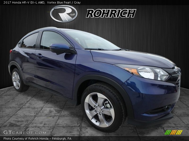 Vortex Blue Pearl / Gray 2017 Honda HR-V EX-L AWD