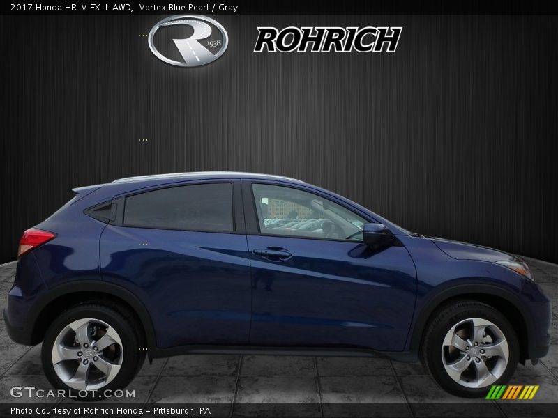 Vortex Blue Pearl / Gray 2017 Honda HR-V EX-L AWD