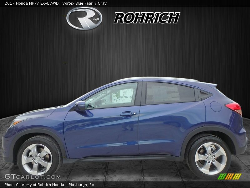 Vortex Blue Pearl / Gray 2017 Honda HR-V EX-L AWD