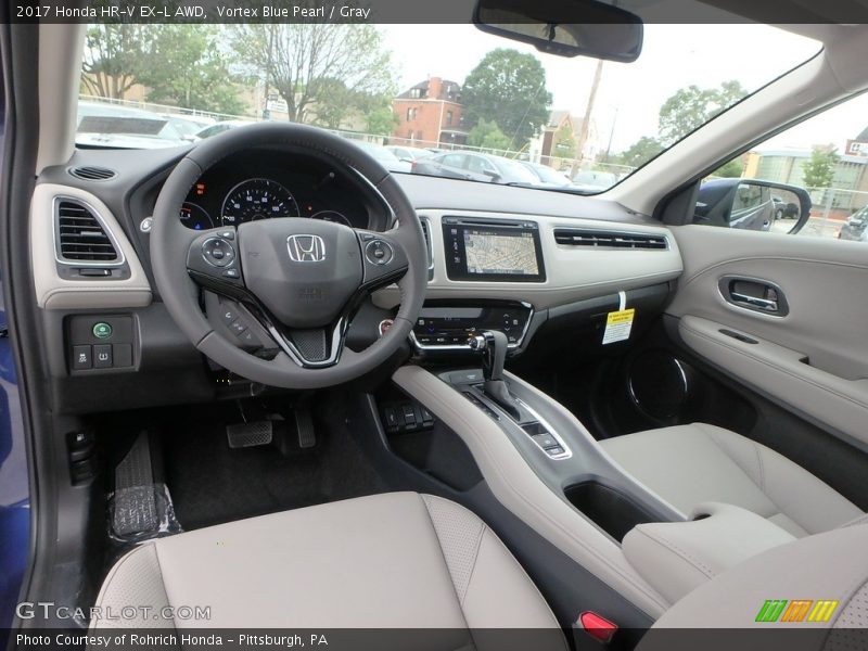 Vortex Blue Pearl / Gray 2017 Honda HR-V EX-L AWD