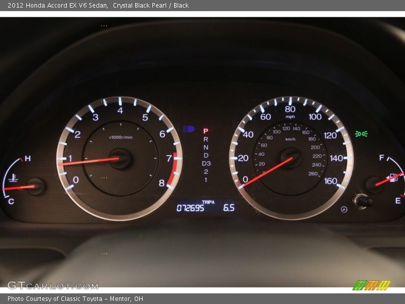 Crystal Black Pearl / Black 2012 Honda Accord EX V6 Sedan