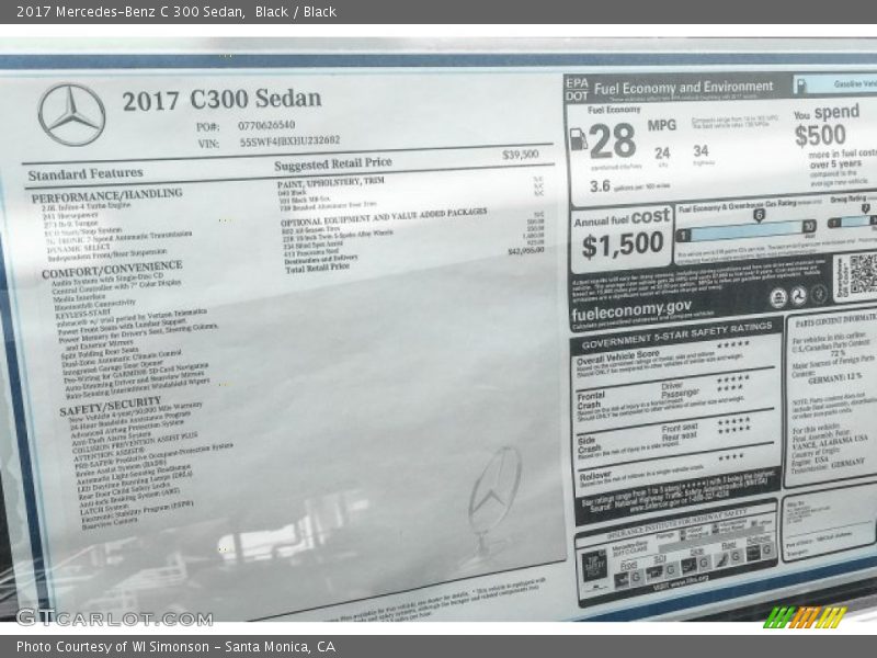 Black / Black 2017 Mercedes-Benz C 300 Sedan