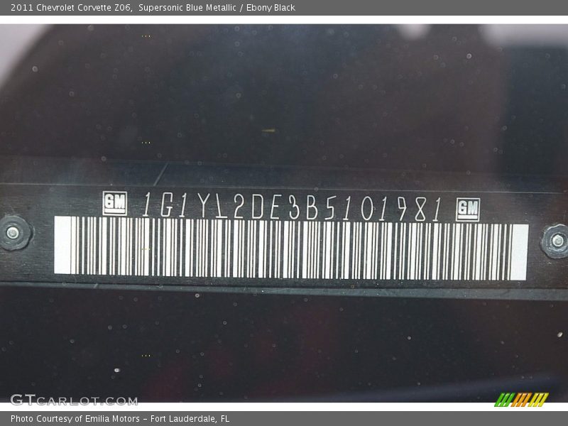 Supersonic Blue Metallic / Ebony Black 2011 Chevrolet Corvette Z06