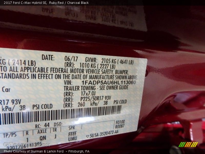 Ruby Red / Charcoal Black 2017 Ford C-Max Hybrid SE