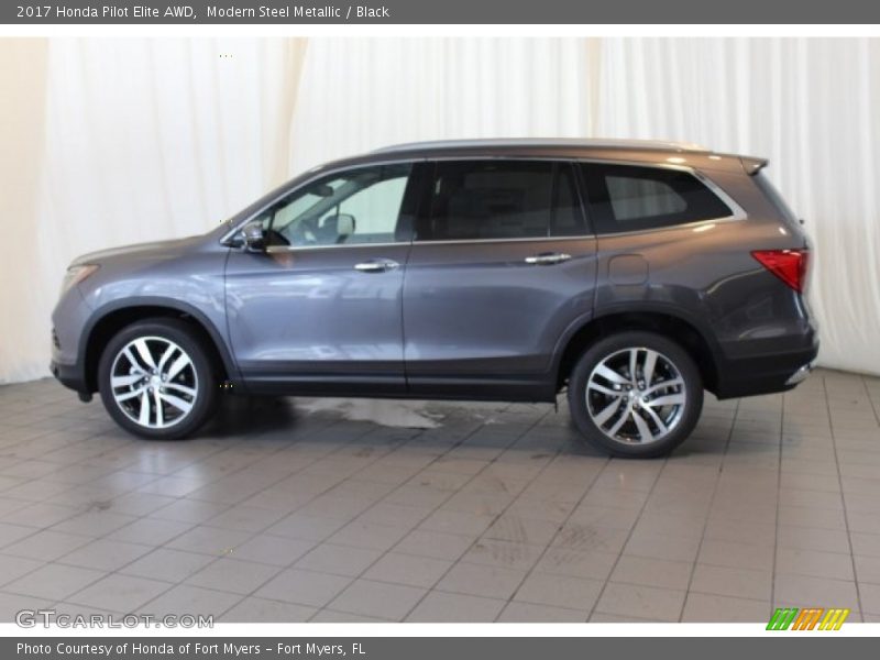 Modern Steel Metallic / Black 2017 Honda Pilot Elite AWD