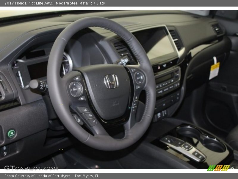 Modern Steel Metallic / Black 2017 Honda Pilot Elite AWD