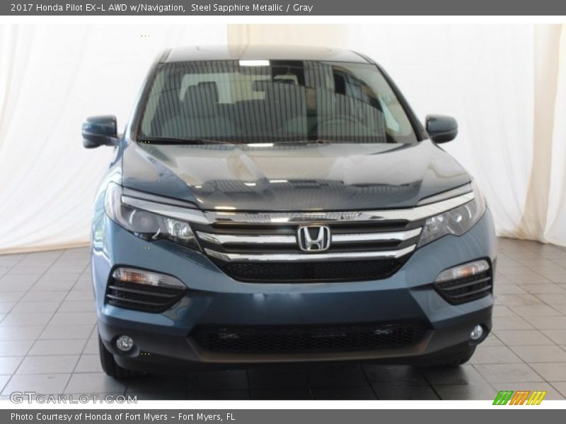 Steel Sapphire Metallic / Gray 2017 Honda Pilot EX-L AWD w/Navigation