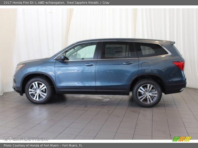 Steel Sapphire Metallic / Gray 2017 Honda Pilot EX-L AWD w/Navigation