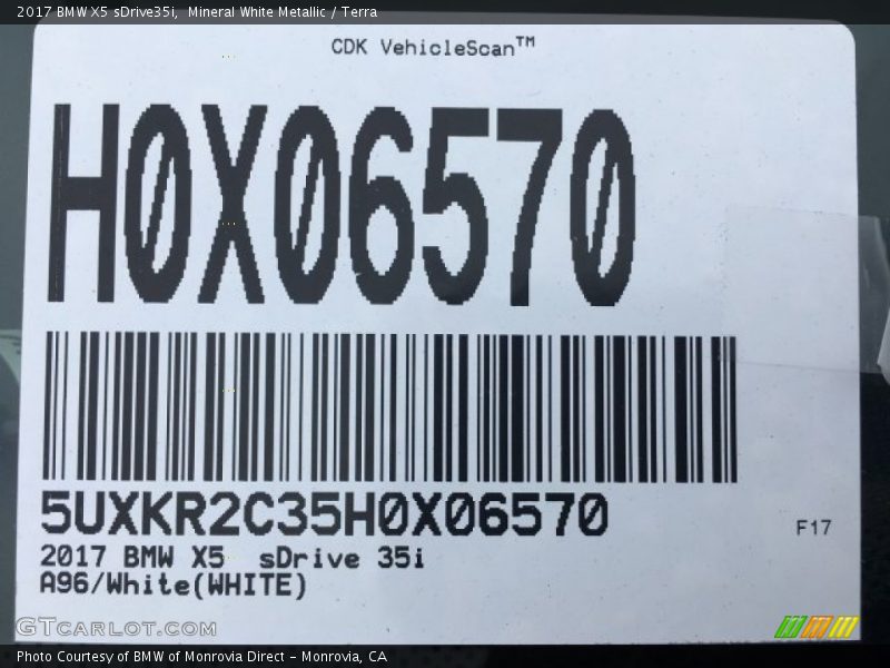 Mineral White Metallic / Terra 2017 BMW X5 sDrive35i