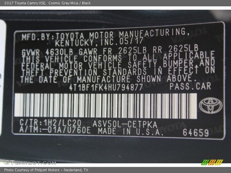 Cosmic Gray Mica / Black 2017 Toyota Camry XSE