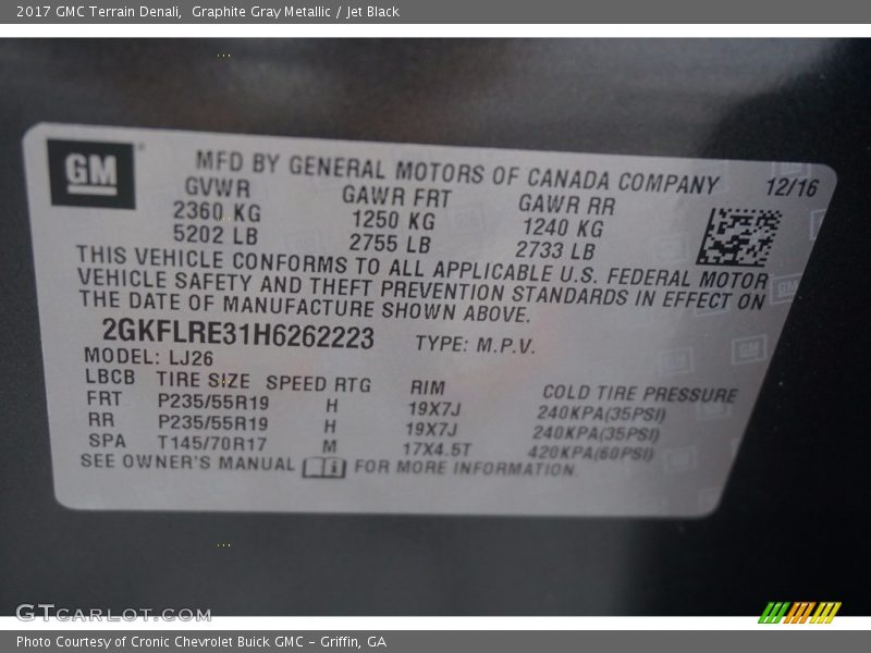 Graphite Gray Metallic / Jet Black 2017 GMC Terrain Denali