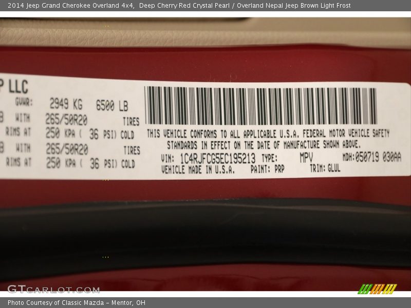 Deep Cherry Red Crystal Pearl / Overland Nepal Jeep Brown Light Frost 2014 Jeep Grand Cherokee Overland 4x4