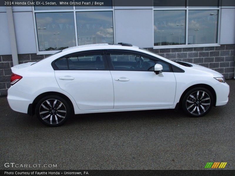 White Orchid Pearl / Beige 2014 Honda Civic EX-L Sedan