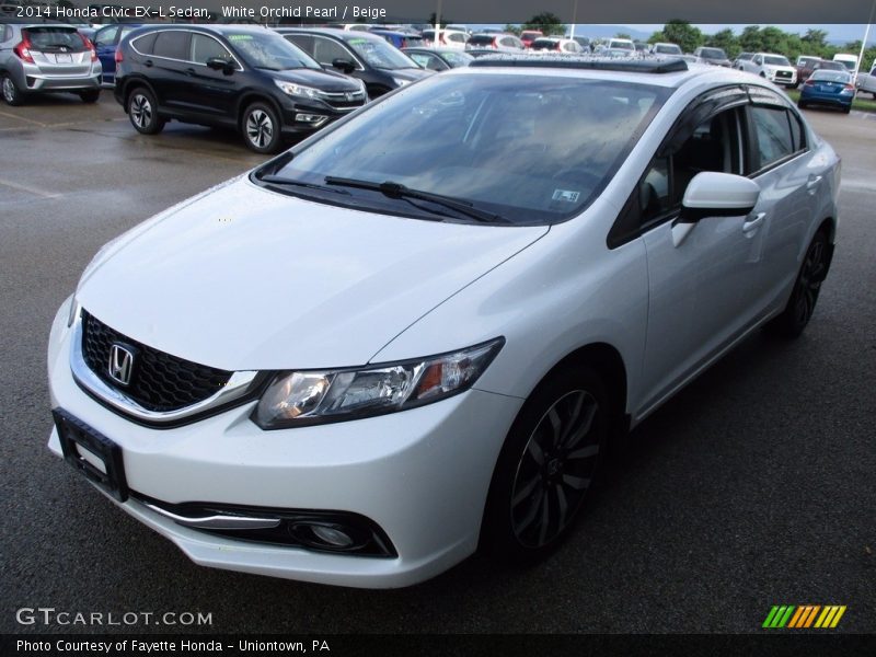 White Orchid Pearl / Beige 2014 Honda Civic EX-L Sedan